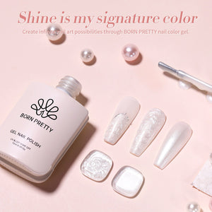 Shell Thread Swirl Gel LW31 Pearl White 15ml Gel Nail Polish BORN PRETTY