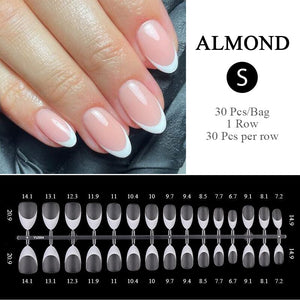 30pcs White French Short Almond Press on Nails Nail Tips No Brand