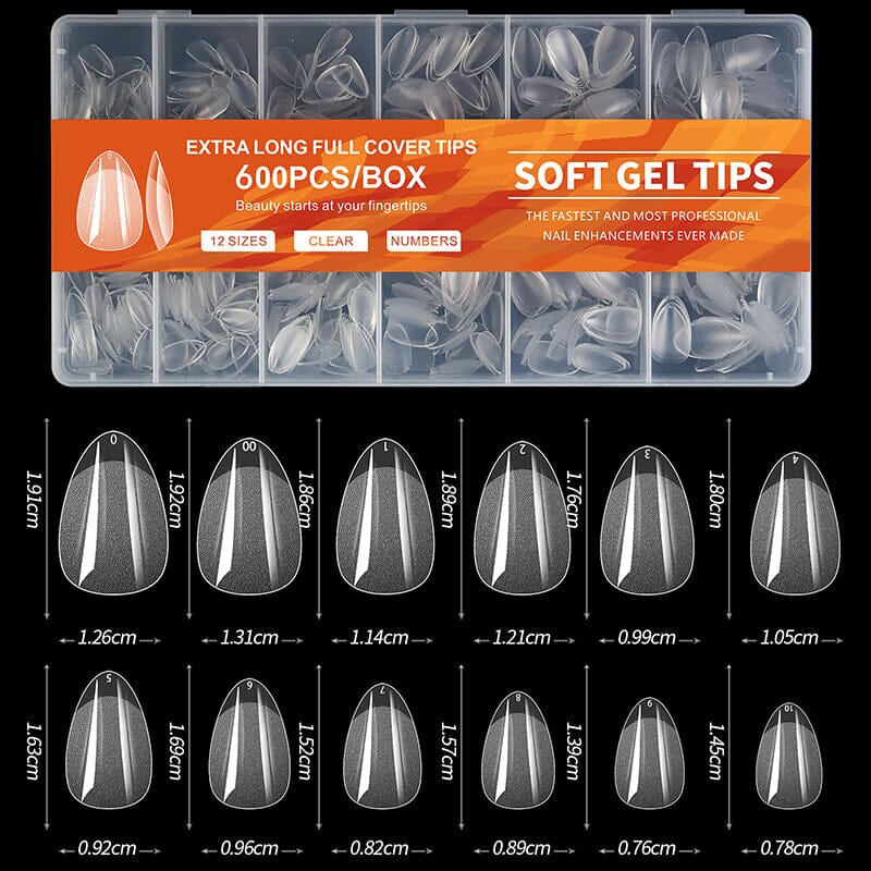 600pcs Water Drop Semi-matte False Nail Tips Nail Tips No Brand