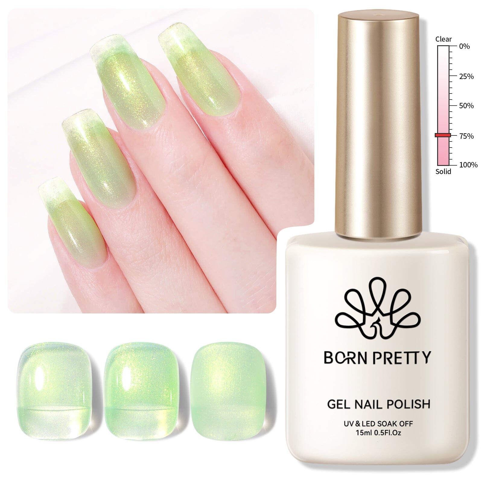 Green Hema-Free Glitter Jelly Gel Polish #01 15ml Gel Nail Polish BORN PRETTY