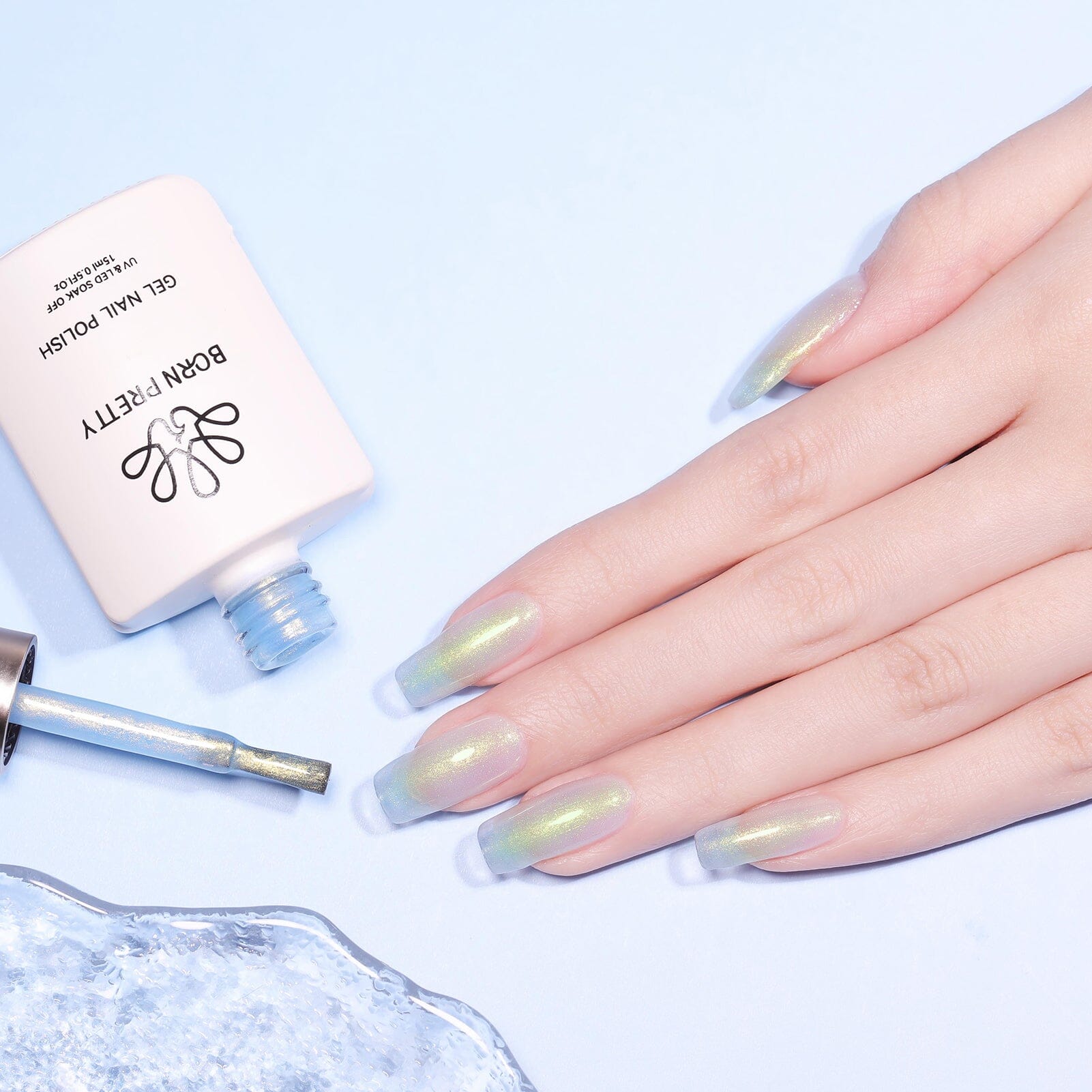 Light Blue Hema-Free Glitter Jelly Gel Polish #02 15ml Gel Nail Polish BORN PRETTY