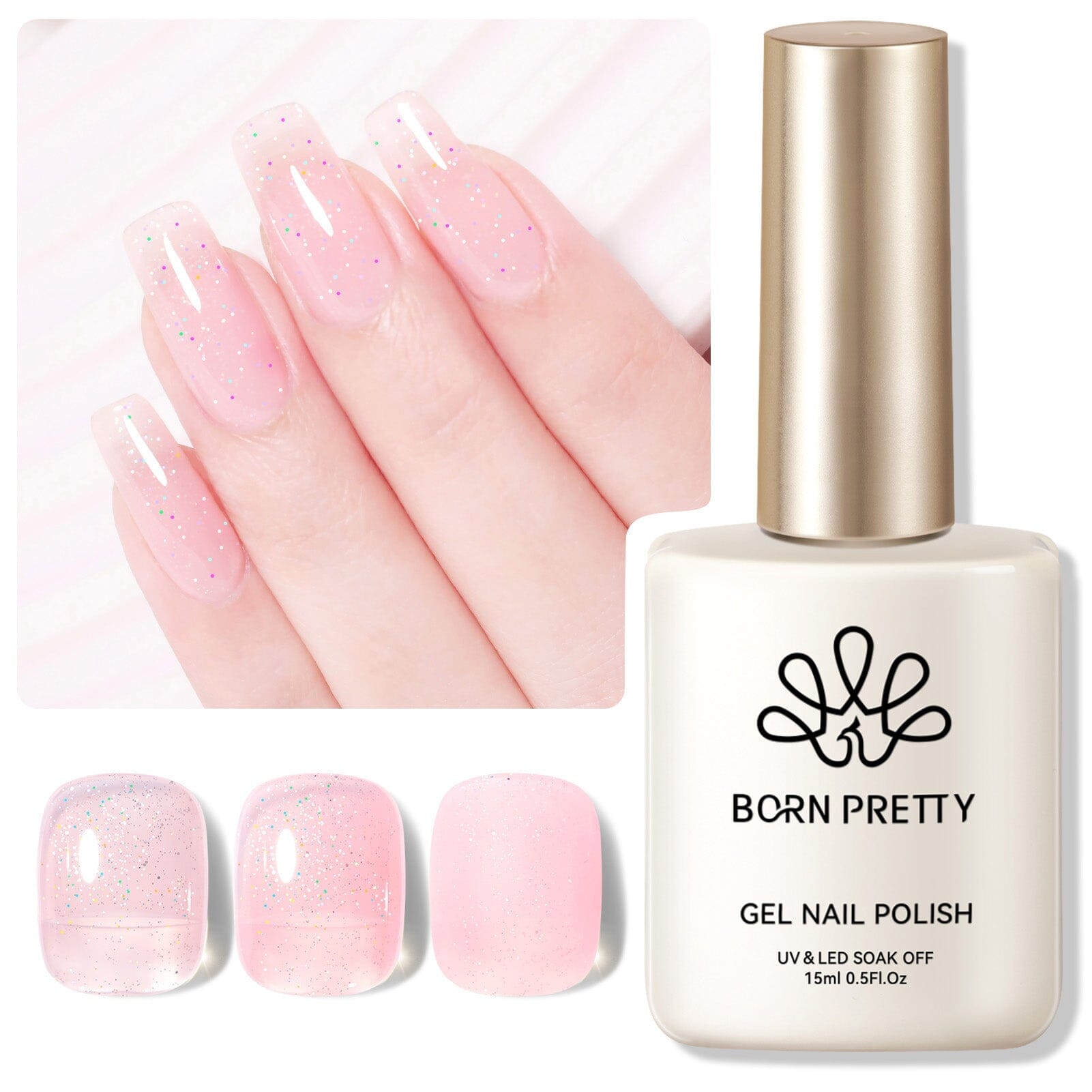 Pink Hema-Free Glitter Jelly Gel Polish #04 15ml Gel Nail Polish BORN PRETTY