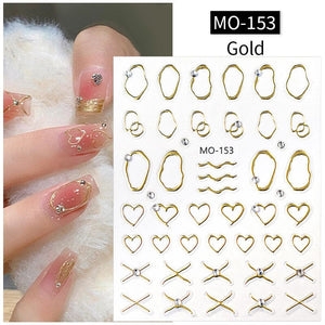 Metal Rhinestones 3D Nail Sticker MO153-Gold Nail Art No Brand