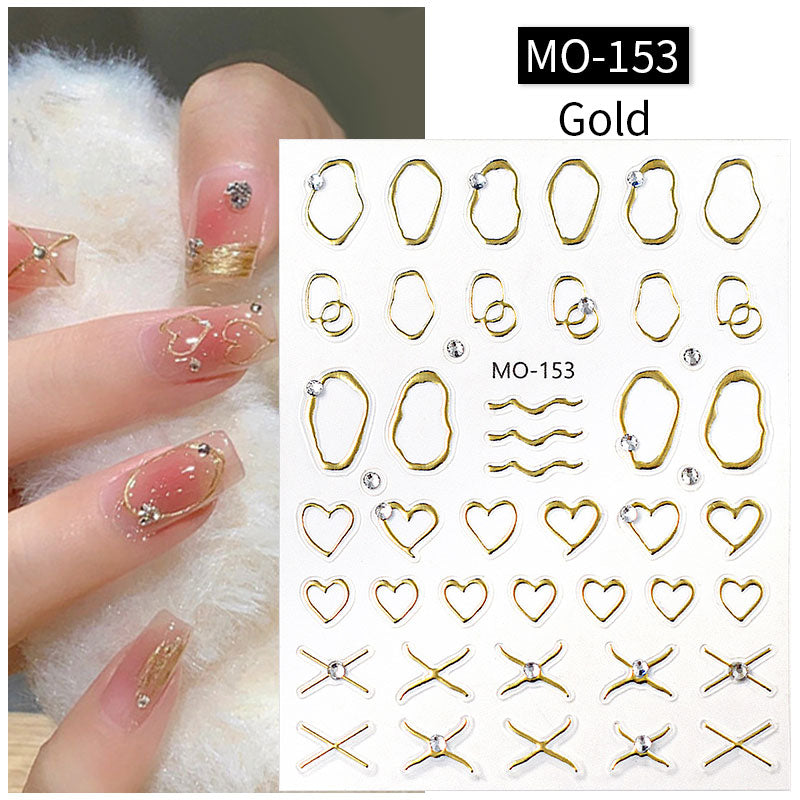 Metal Rhinestones 3D Nail Sticker MO153-Gold