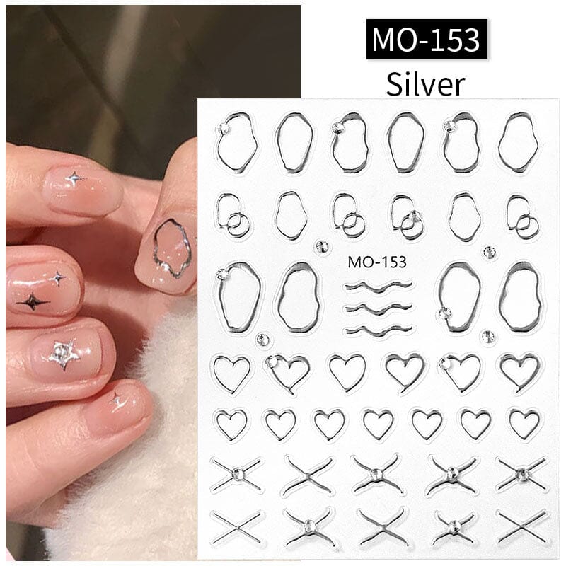 Metal Rhinestones 3D Nail Sticker MO153-Silver Nail Art No Brand