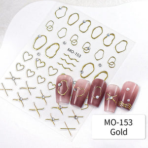 Metal Rhinestones 3D Nail Sticker MO153-Gold Nail Art No Brand