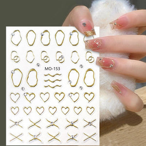 Metal Rhinestones 3D Nail Sticker MO153-Gold Nail Art No Brand