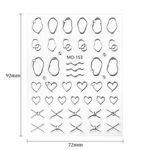 Metal Rhinestones 3D Nail Sticker MO153-Silver Nail Art No Brand