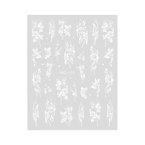 White Flowers Painted 3D Nail Stickers MO159 Nail Sticker No Brand