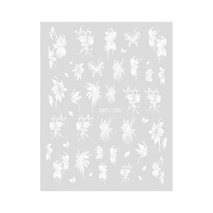 White Flowers Painted 3D Nail Stickers MO160 Nail Sticker No Brand