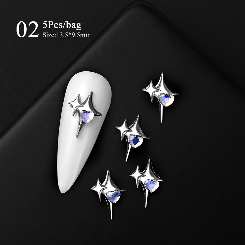 5pcs Rhinestones Metal Nail Decorations #02