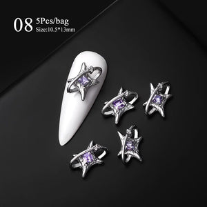 5pcs Rhinestones Metal Nail Decorations Nail Art No Brand