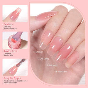 6 Colors Misty Rose Semi Jelly Gel Polish Set 7ml Gel Nail Polish BORN PRETTY