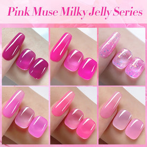 6 Colors Pink Muse Milky Jelly Gel Polish Set 7ml Gel Nail Polish BORN PRETTY