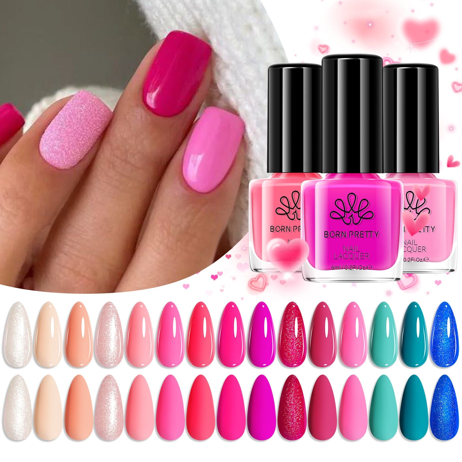 15 Colors Nail Polish Set Valentine's Day Collection 6ml Nail Polish BORN PRETTY