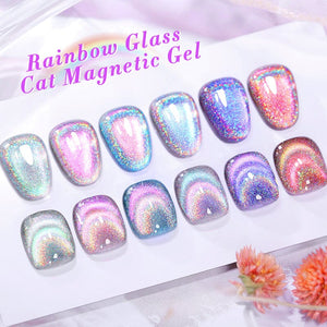 6 Colors Rainbow Glass Cat Magnetic Gel M10 Colorful Laser 7ml Gel Nail Polish BORN PRETTY