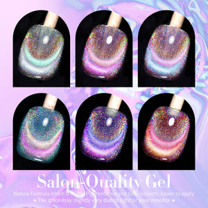 6 Colors Rainbow Glass Cat Magnetic Gel M10 Colorful Laser 7ml Gel Nail Polish BORN PRETTY
