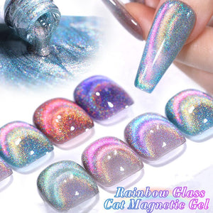6 Colors Rainbow Glass Cat Magnetic Gel M10 Colorful Laser 7ml Gel Nail Polish BORN PRETTY