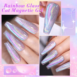 6 Colors Rainbow Glass Cat Magnetic Gel M10 Colorful Laser 7ml Gel Nail Polish BORN PRETTY