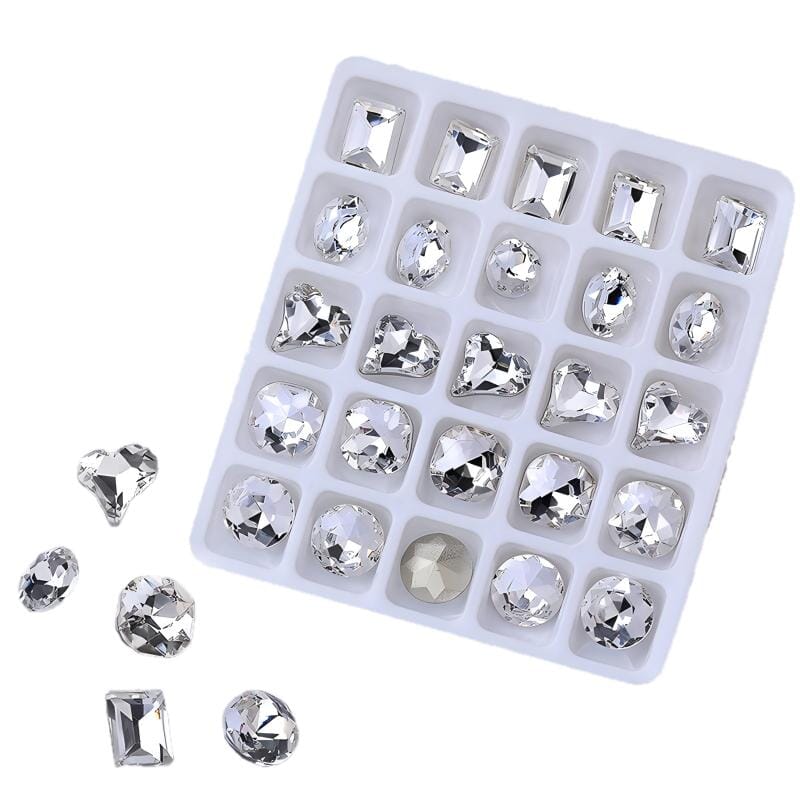 25pcs/box Mixed Shape Rhinestones #01 White Nail Art No Brand