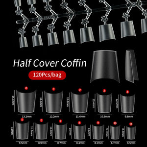 120pcs Coffin Half Cover Matte False Nail Tips Nail Tips No Brand