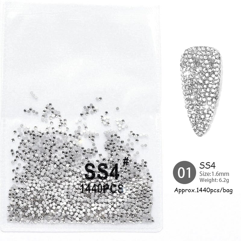 1440pcs Transparent Flatback Rhinestones SS4# 1.6mm Nail Art No Brand