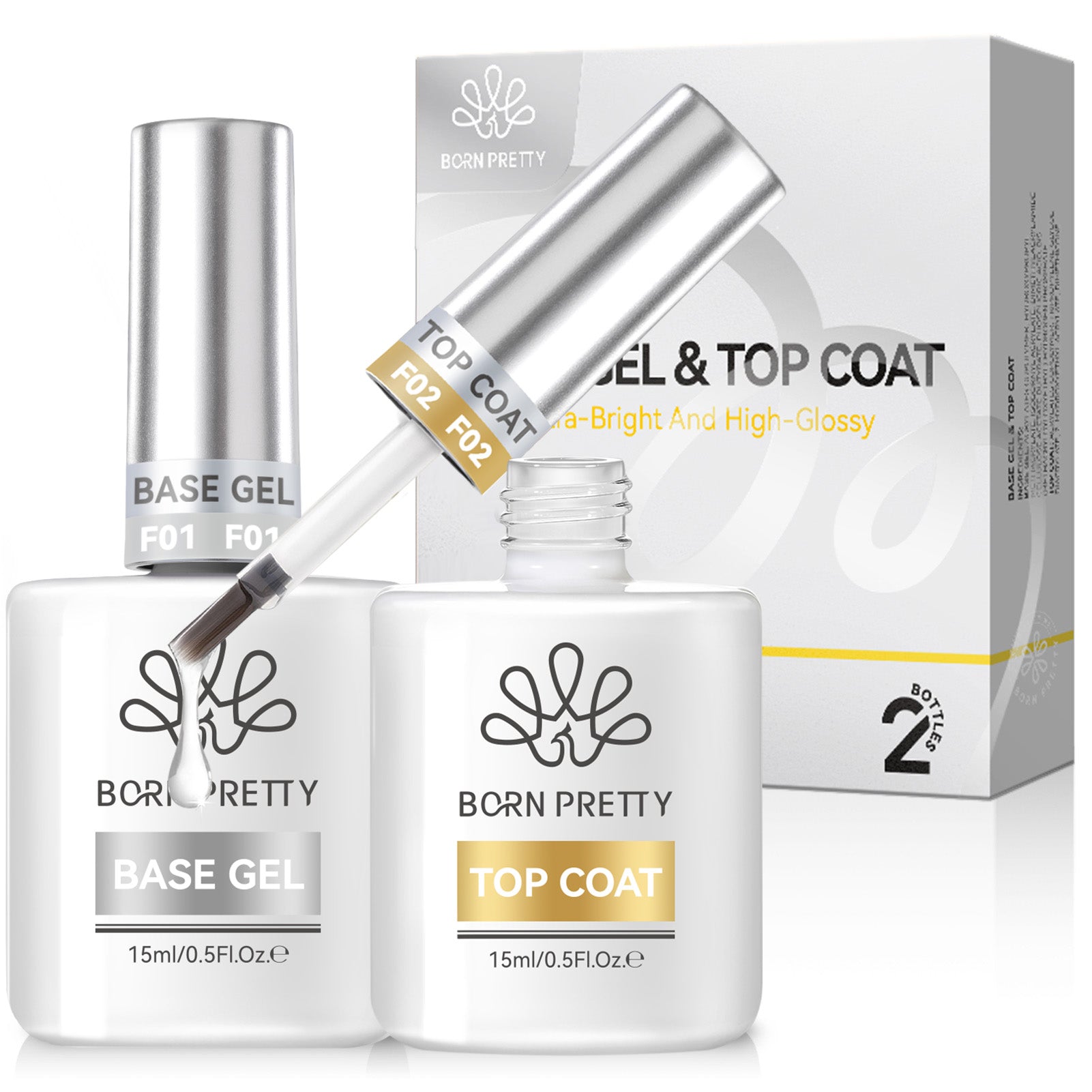 2pcs Set Base Gel & Super Top Coat 15ml