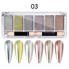 6 Grids Metallic Mirror Chrome Nail Powder Nail Powder No Brand 03