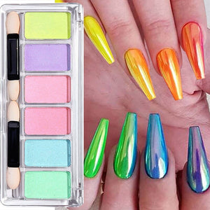 6 Grids Metallic Mirror Chrome Nail Powder Nail Powder No Brand