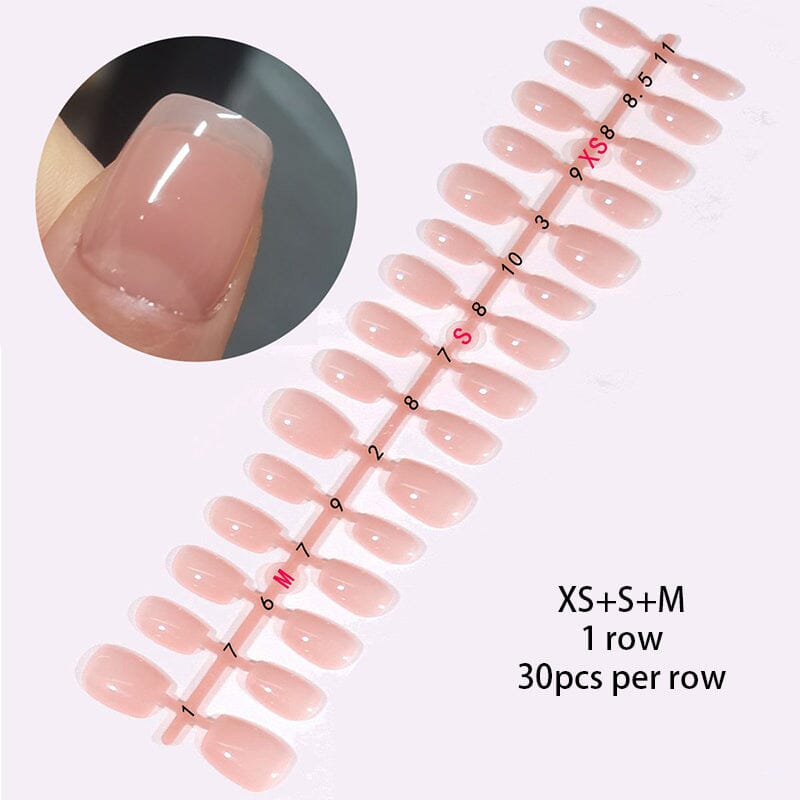 30pcs 15 Sizes Short Square Blush Gradient False Nail Tips Press on Nails Tools & Accessories No Brand 01