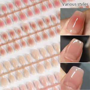 30pcs 15 Sizes Short Square Blush Gradient False Nail Tips Press on Nails Tools & Accessories No Brand