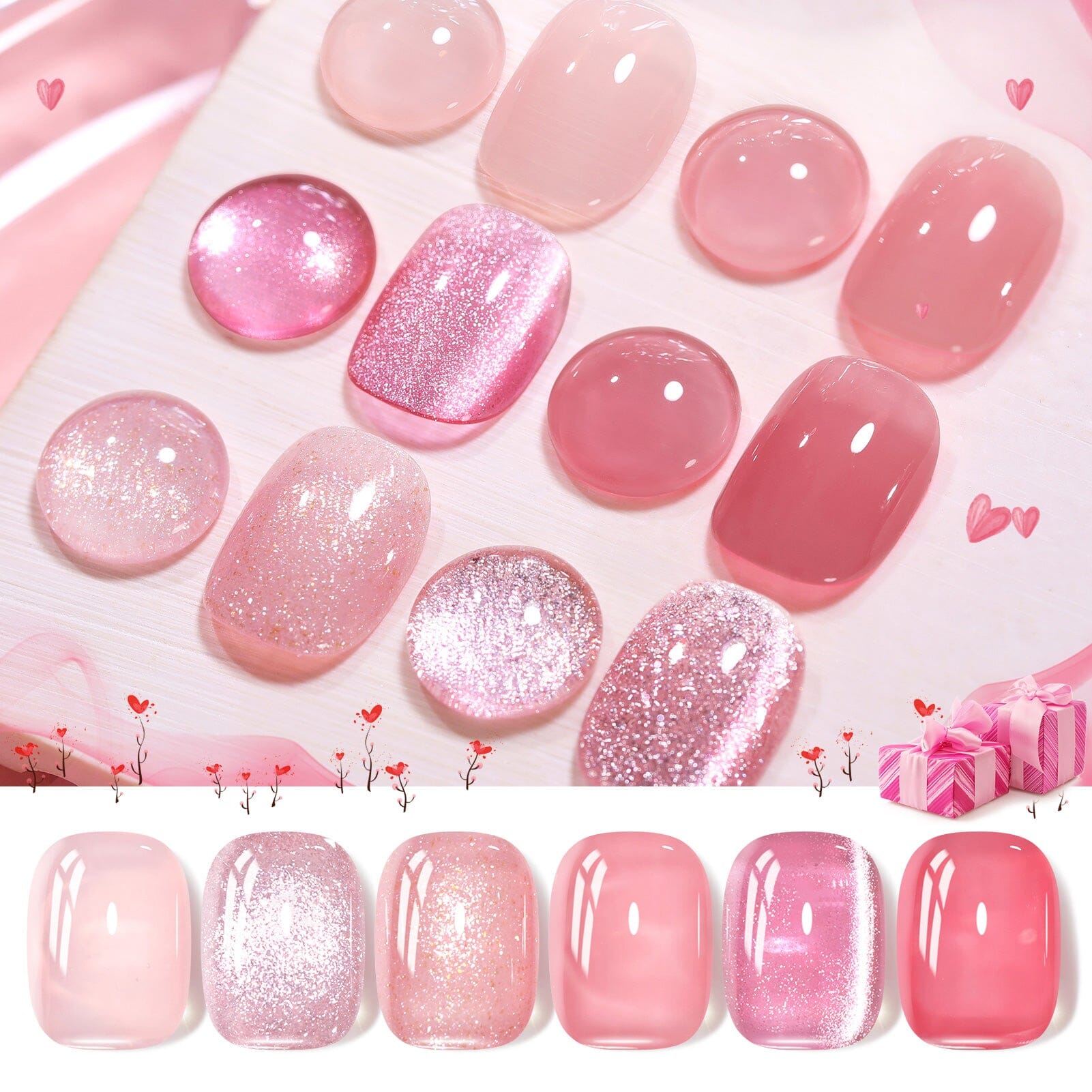 6 Colors Jelly Gel J44 Fantasy Rose 7ml Gel Nail Polish BORN PRETTY