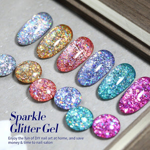 6 Colors Glitter Gel Polish S30 Black Coal 7ml Gel Nail Polish BORN PRETTY