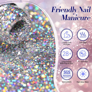 6 Colors Glitter Gel Polish S30 Black Coal 7ml Gel Nail Polish BORN PRETTY