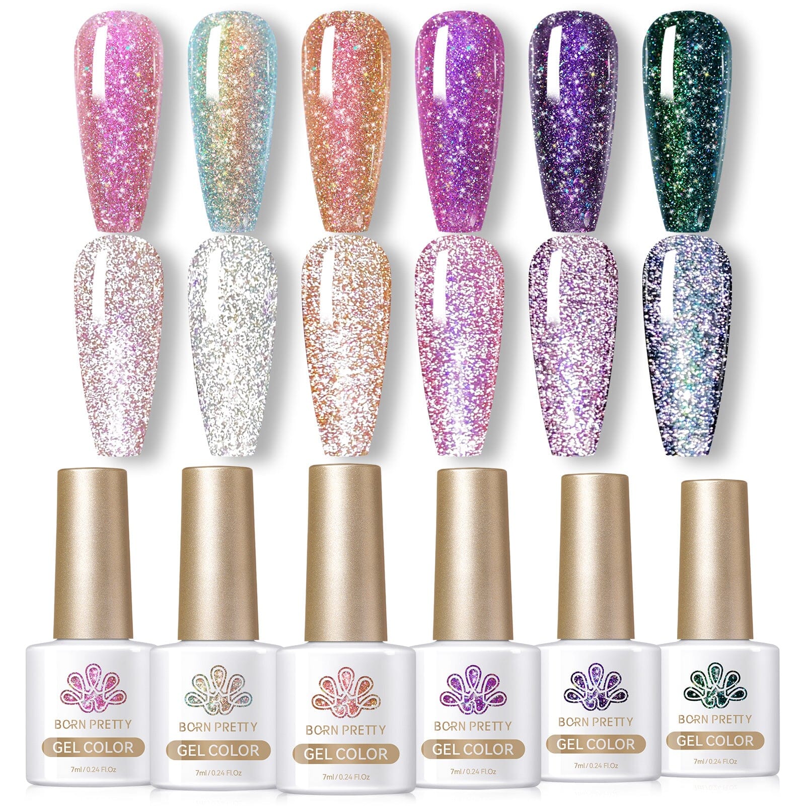 6 Colors Starlight Reflective Gel 7ml Gel Nail Polish BORN PRETTY