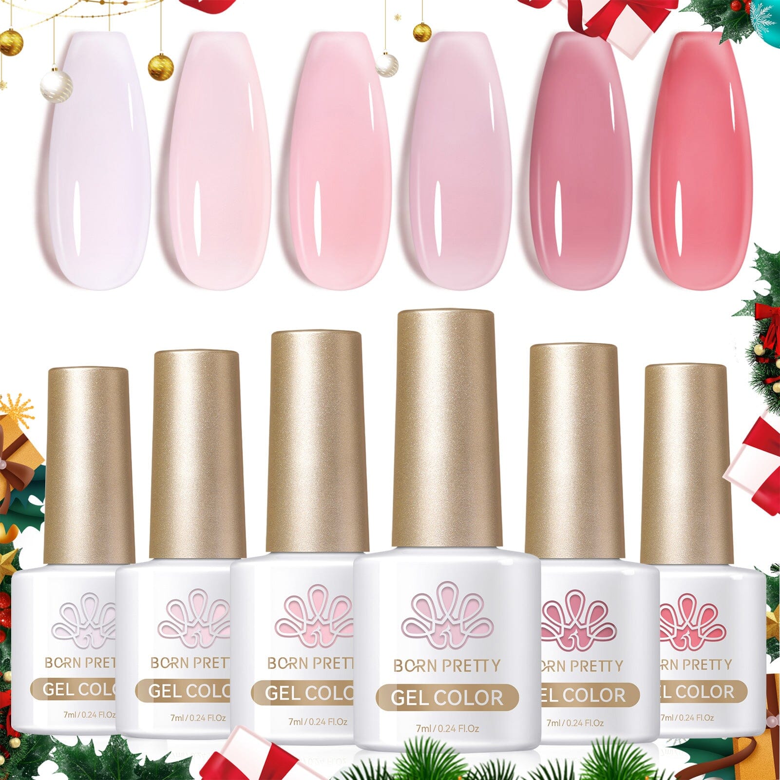 6 Colors Jelly Gel Set Jelly Pink Forever 7ml Gel Nail Polish BORN PRETTY