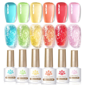 6 Colors Jelly Gel J30 Sea Glass 7ml Gel Nail Polish BORN PRETTY