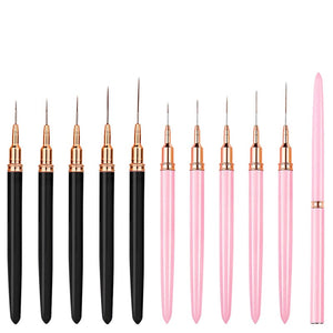 Pink Black Nail Art Liner Brush Tools & Accessories No Brand