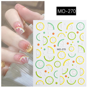 3D Nail Art Stickers Orange Strawberry Cherry Bee Patterns Nail Sticker No Brand MO-270