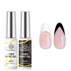Black & White Liner Paint Gel 8ml Gel Nail Polish BORN PRETTY