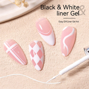 2pcs Black & White Liner Paint Gel 8ml Gel Nail Polish BORN PRETTY
