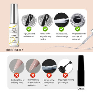 2pcs Black & White Liner Paint Gel 8ml Gel Nail Polish BORN PRETTY