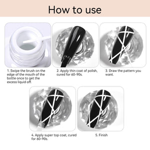 2pcs Black & White Liner Paint Gel 8ml Gel Nail Polish BORN PRETTY