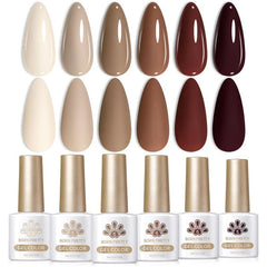 6 Colors Gel Polish Set S16 Coffee Latte 7ml Gel Nail Polish BORN PRETTY