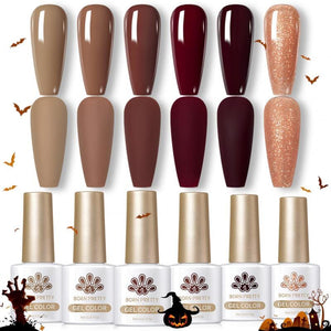 6 Colors Gel Polish Set S18 Caramel Coco 7ml Gel Nail Polish BORN PRETTY