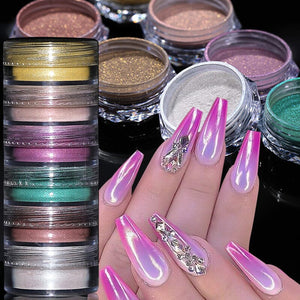 6 Colors Gradient Pearlescent Powder Nail Art No Brand