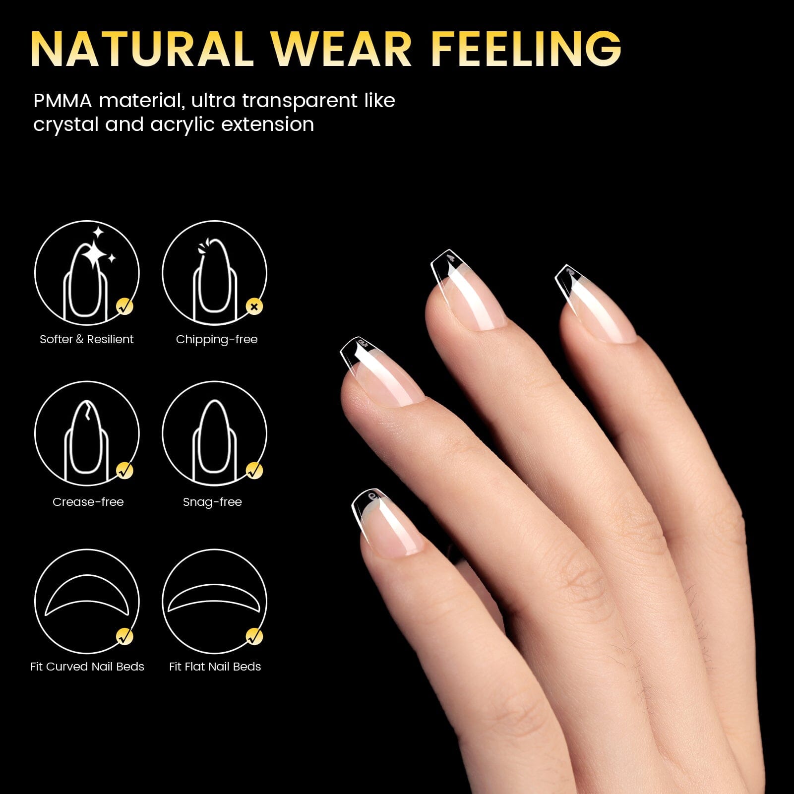 288pcs XS Coffin Pre-File Nail Tips 12 Different Sizes Nail Tips No Brand