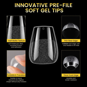 288pcs XS Coffin Pre-File Nail Tips 12 Different Sizes Nail Tips No Brand