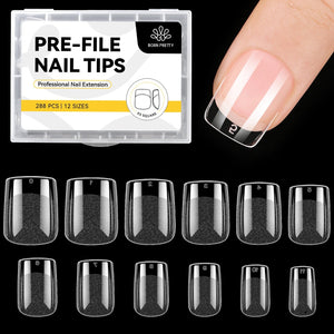288pcs XS Square Pre-File Nail Tips 12 Different Sizes Nail Tips No Brand