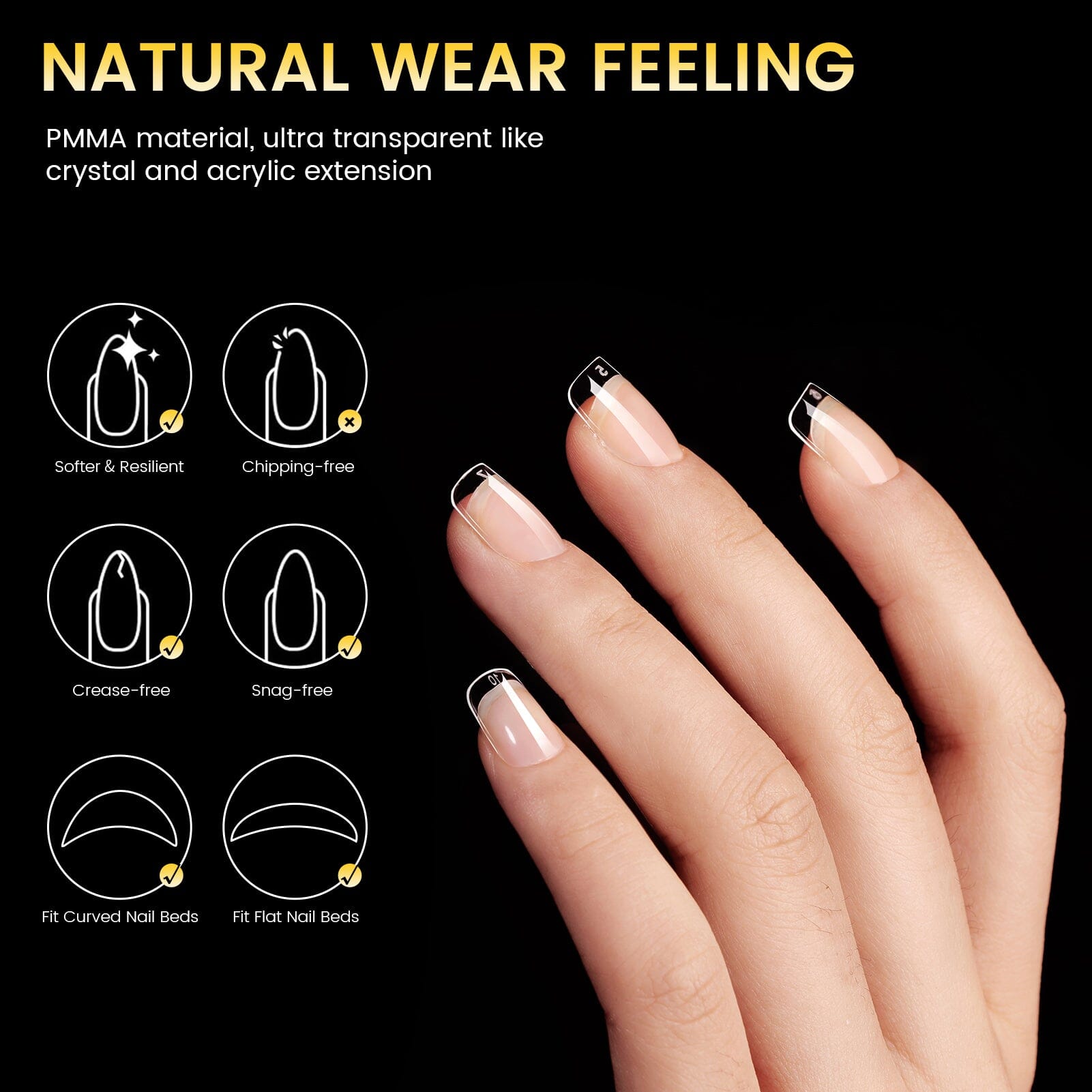 288pcs XS Square Pre-File Nail Tips 12 Different Sizes Nail Tips No Brand